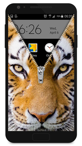 Zipper Lock Screen Tiger скриншот 3