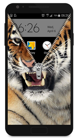 Zipper Lock Screen Tiger скриншот 4