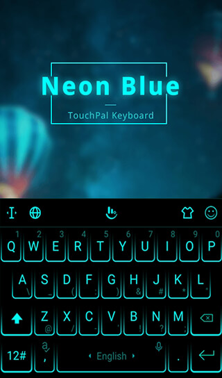 Neon Blue Keyboard Theme скриншот 4